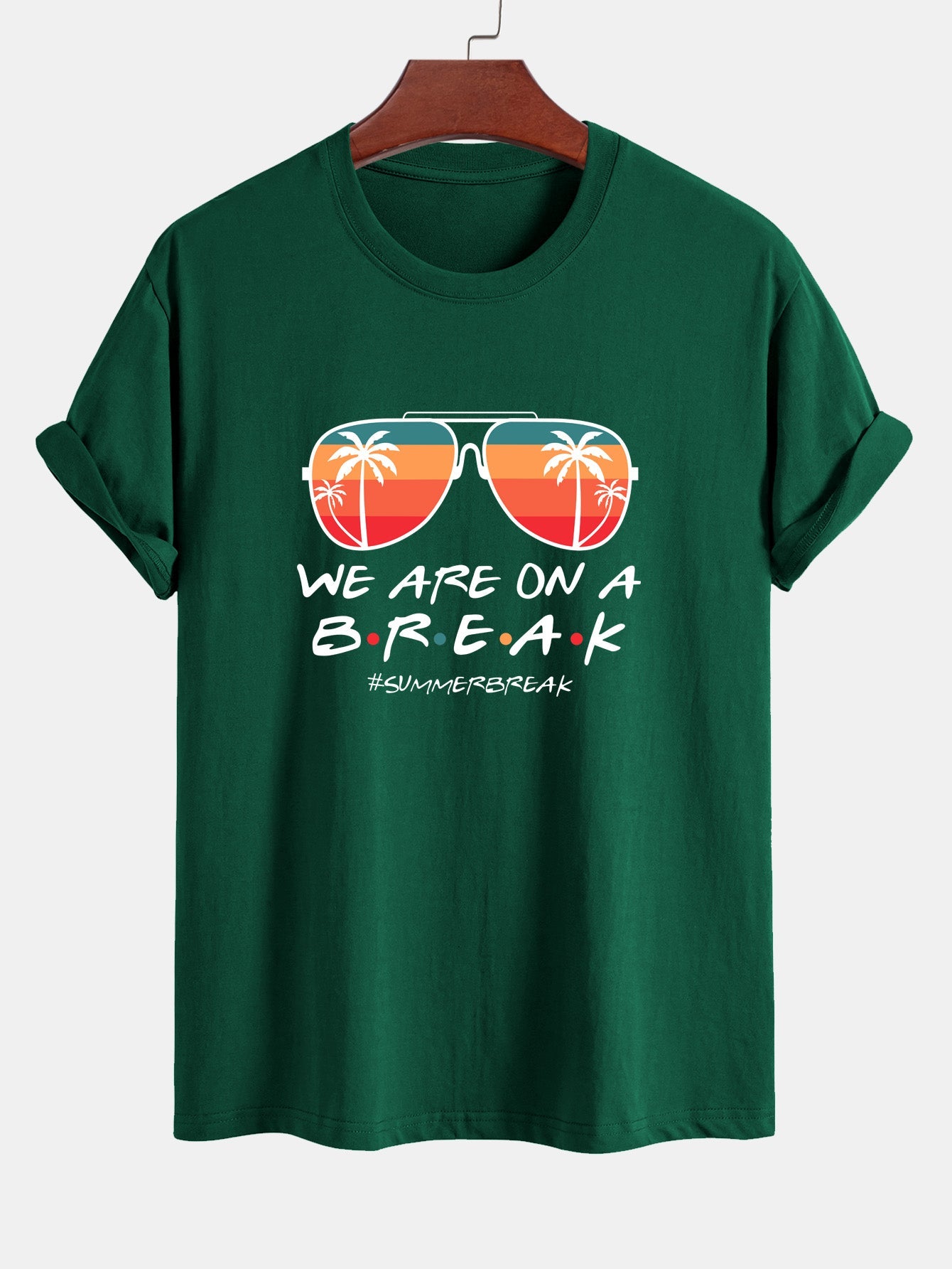Regular Fit Sunglasses Palm Tree Print Cotton T-Shirt