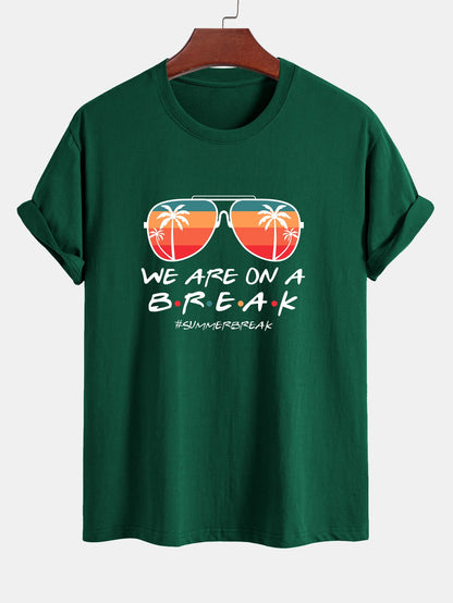 Regular Fit Sunglasses Palm Tree Print Cotton T-Shirt