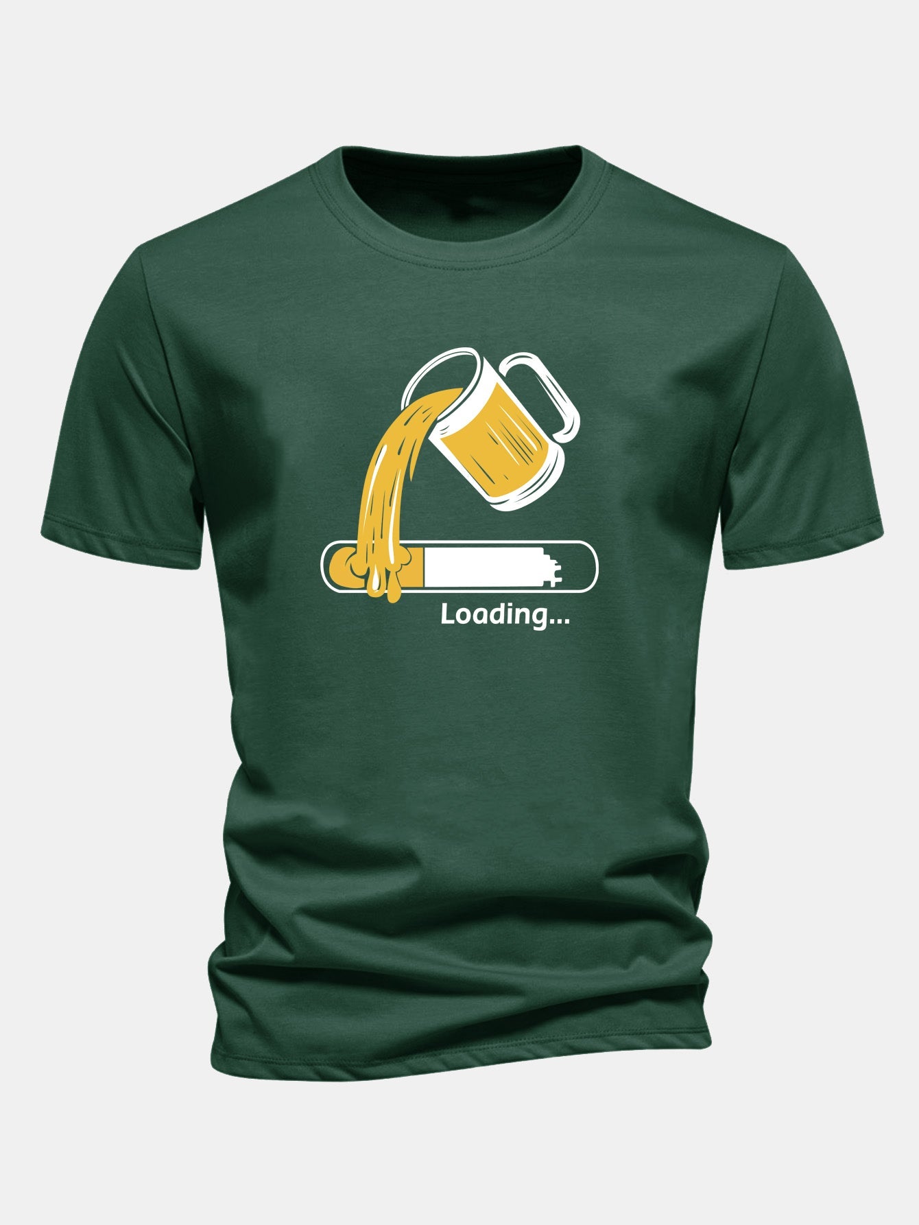 Regular Fit Beer Loading Print Cotton T-Shirt