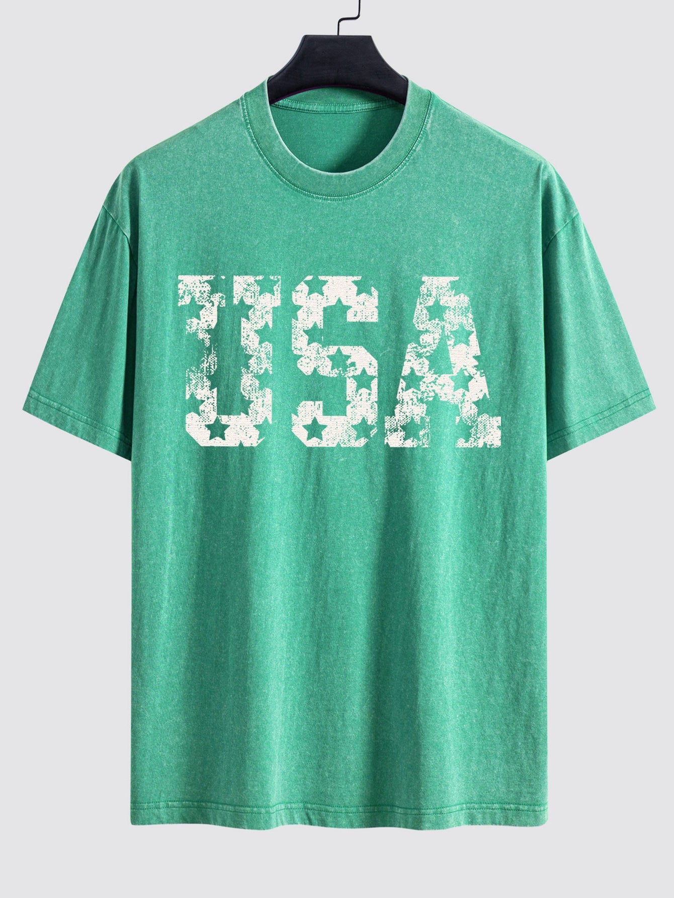 USA Print Washed Distressed Drop Shoulder T-Shirt