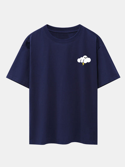 Thundercloud Print Drop Shoulder Oversize T-Shirt