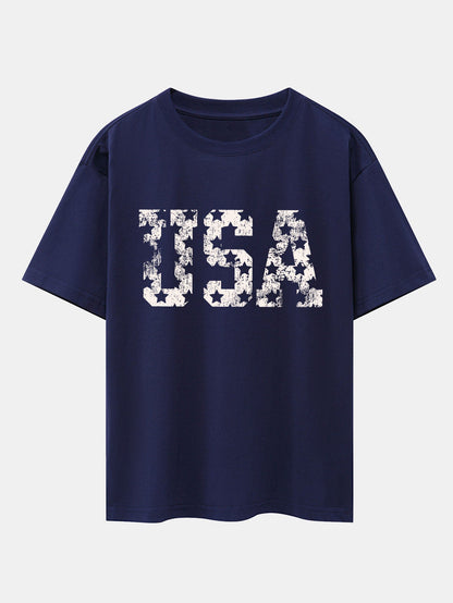 USA Print Drop Shoulder Oversize T-Shirt