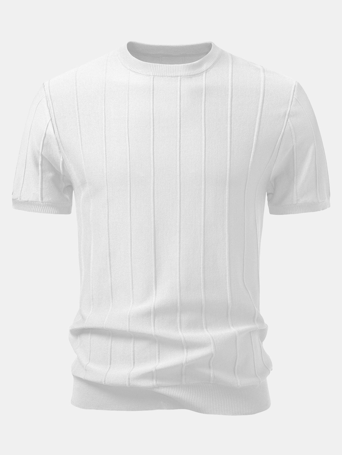 Striped Jacquard Crew Neck Sweater Knitted T-Shirt