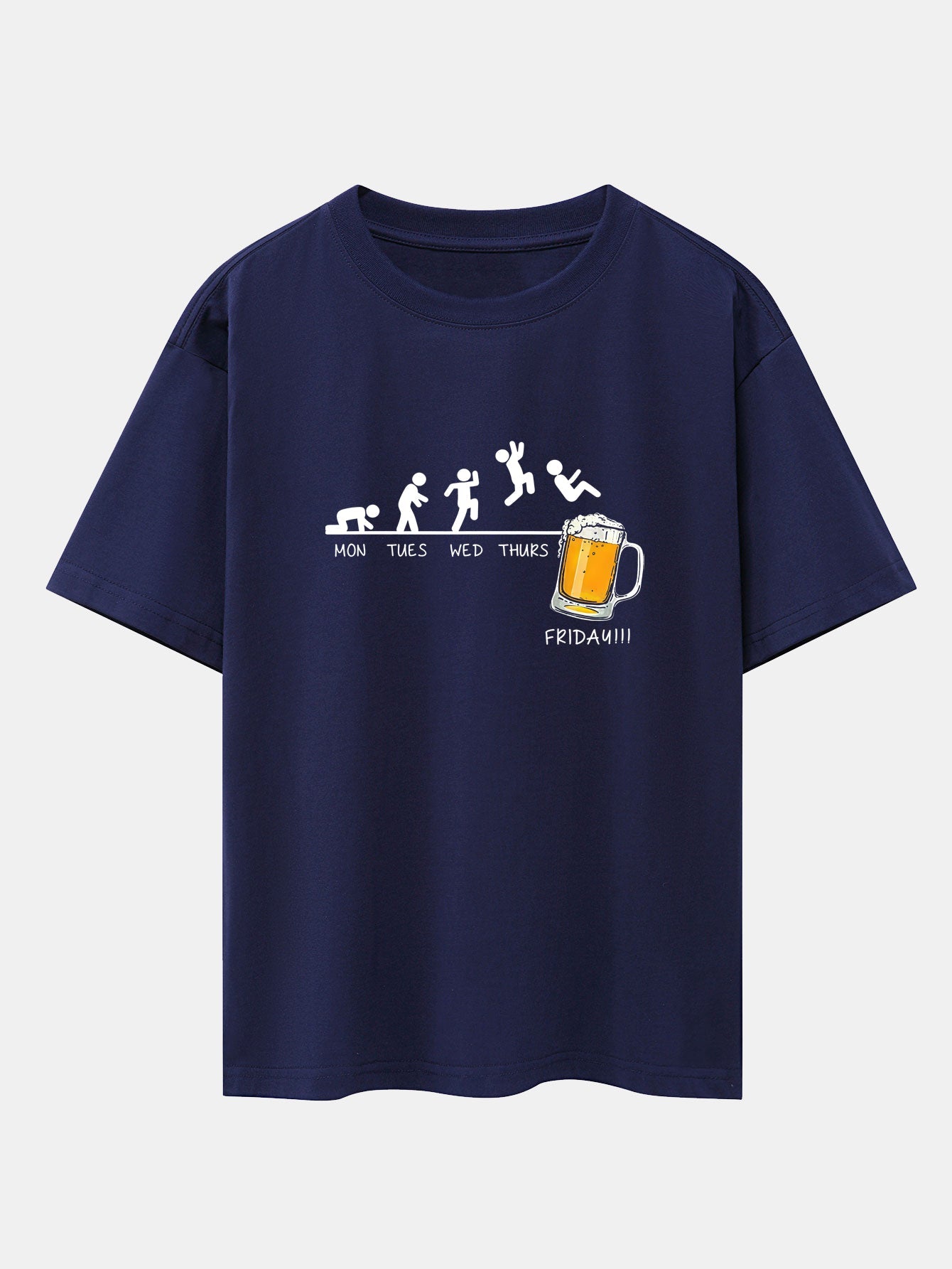 Beer Weekly Evolution Print Drop Shoulder Oversize T-Shirt