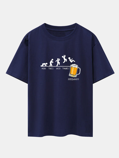 Beer Weekly Evolution Print Drop Shoulder Oversize T-Shirt