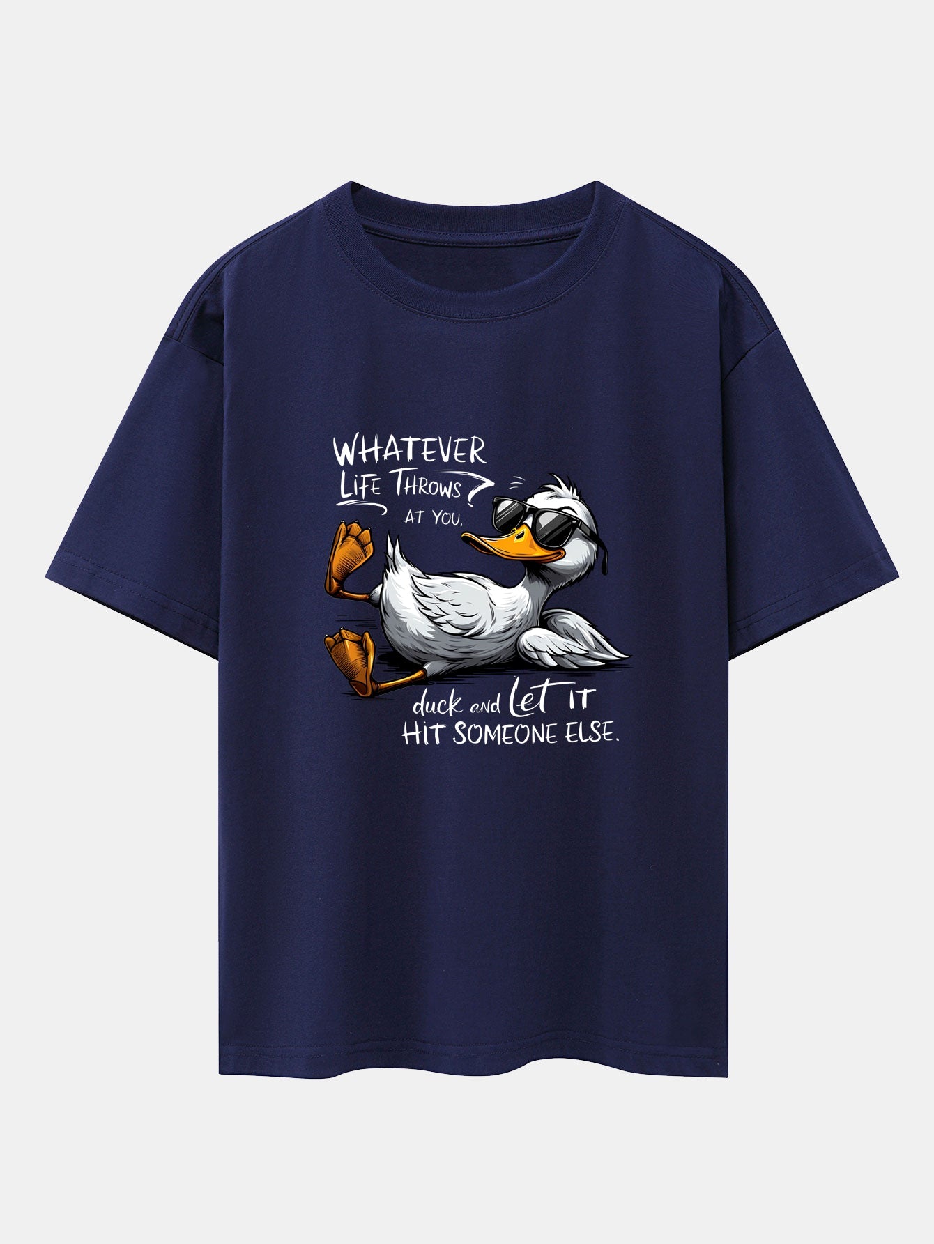 Sunglasses Goose Print Drop Shoulder Oversize T-Shirt