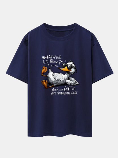 Sunglasses Goose Print Drop Shoulder Oversize T-Shirt