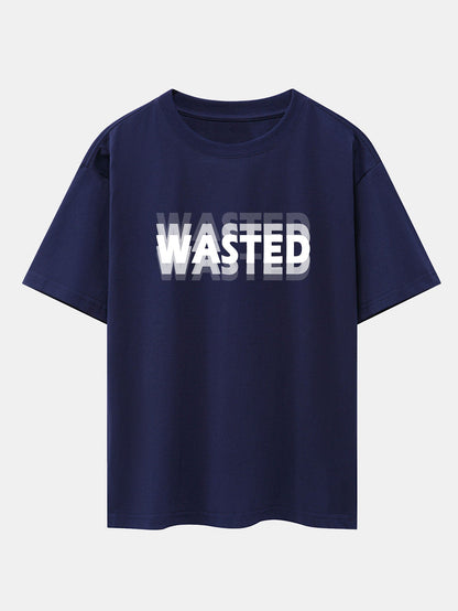Wasted Print Drop Shoulder Oversize T-Shirt