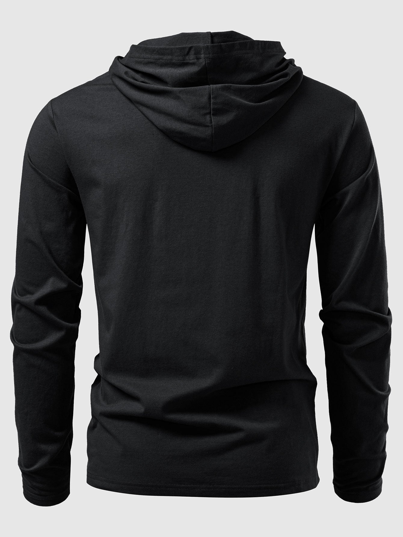 Long Sleeved Cotton Hooded T-Shirt