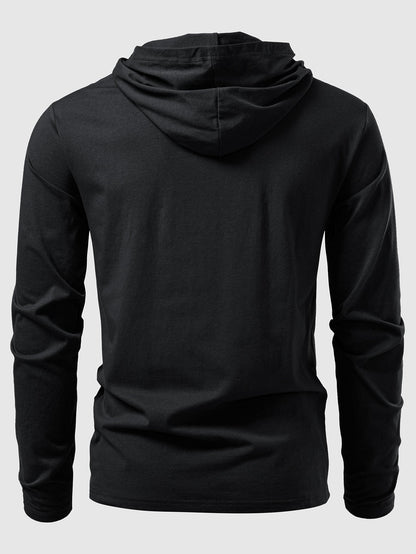 Long Sleeved Cotton Hooded T-Shirt