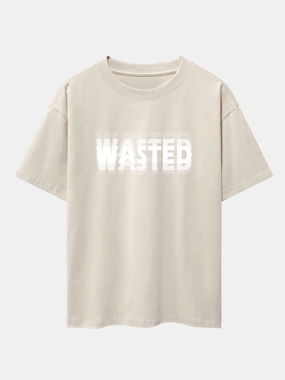 Wasted Print Drop Shoulder Oversize T-Shirt