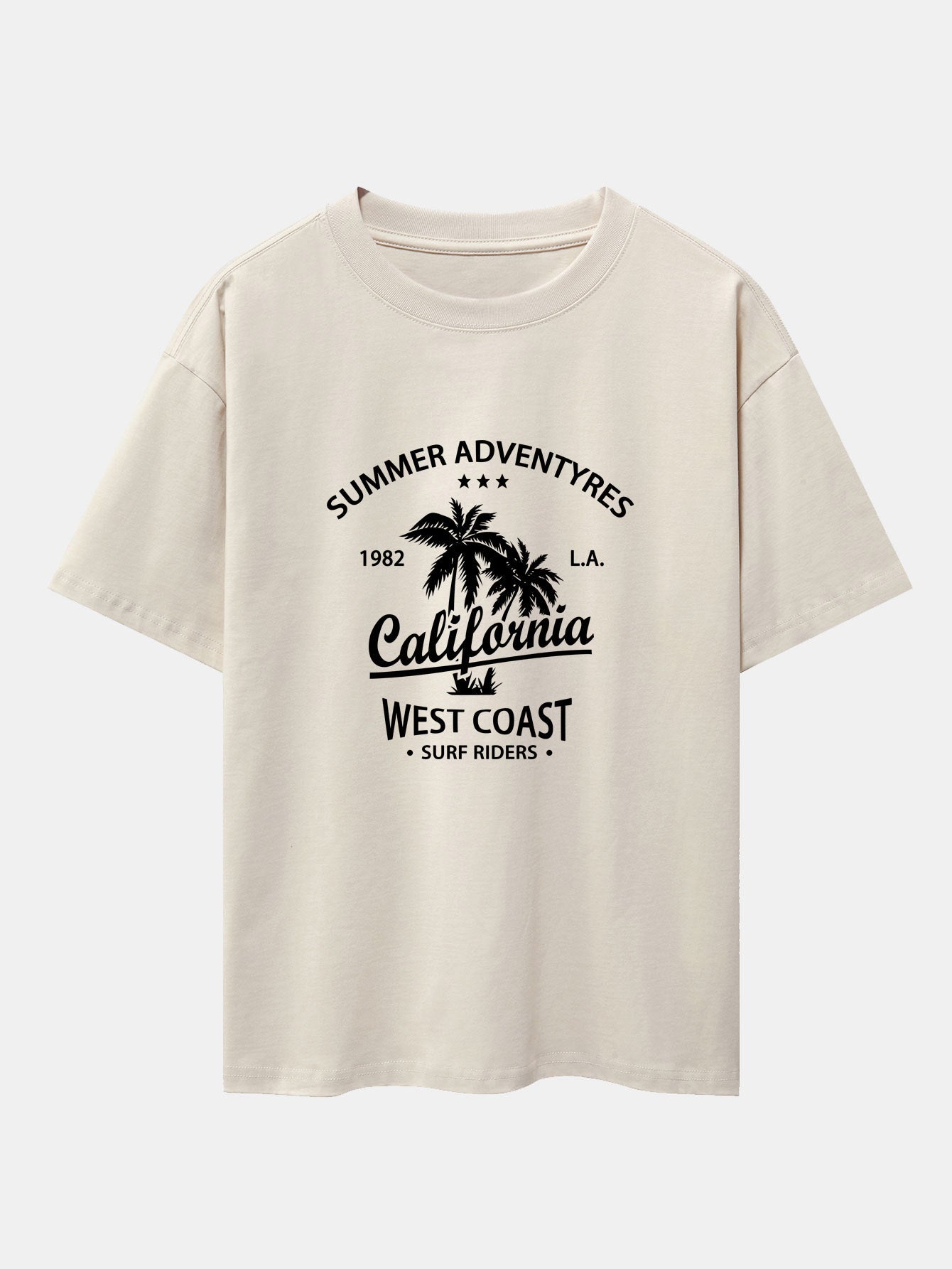 California Palm Tree Print Drop Shoulder Oversize T-Shirt