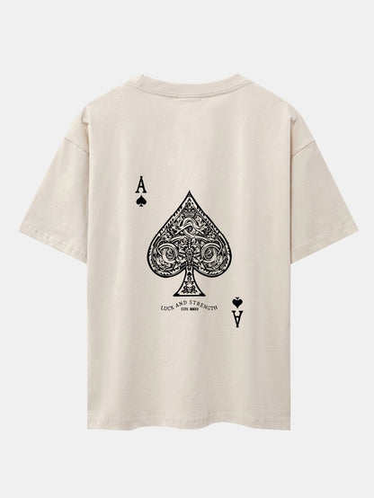 Ace Of Spades Print Drop Shoulder Oversize T-Shirt