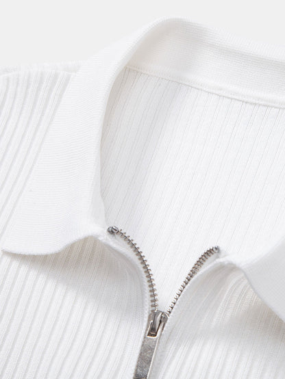 Striped Gradient Knitted Polo Shirt