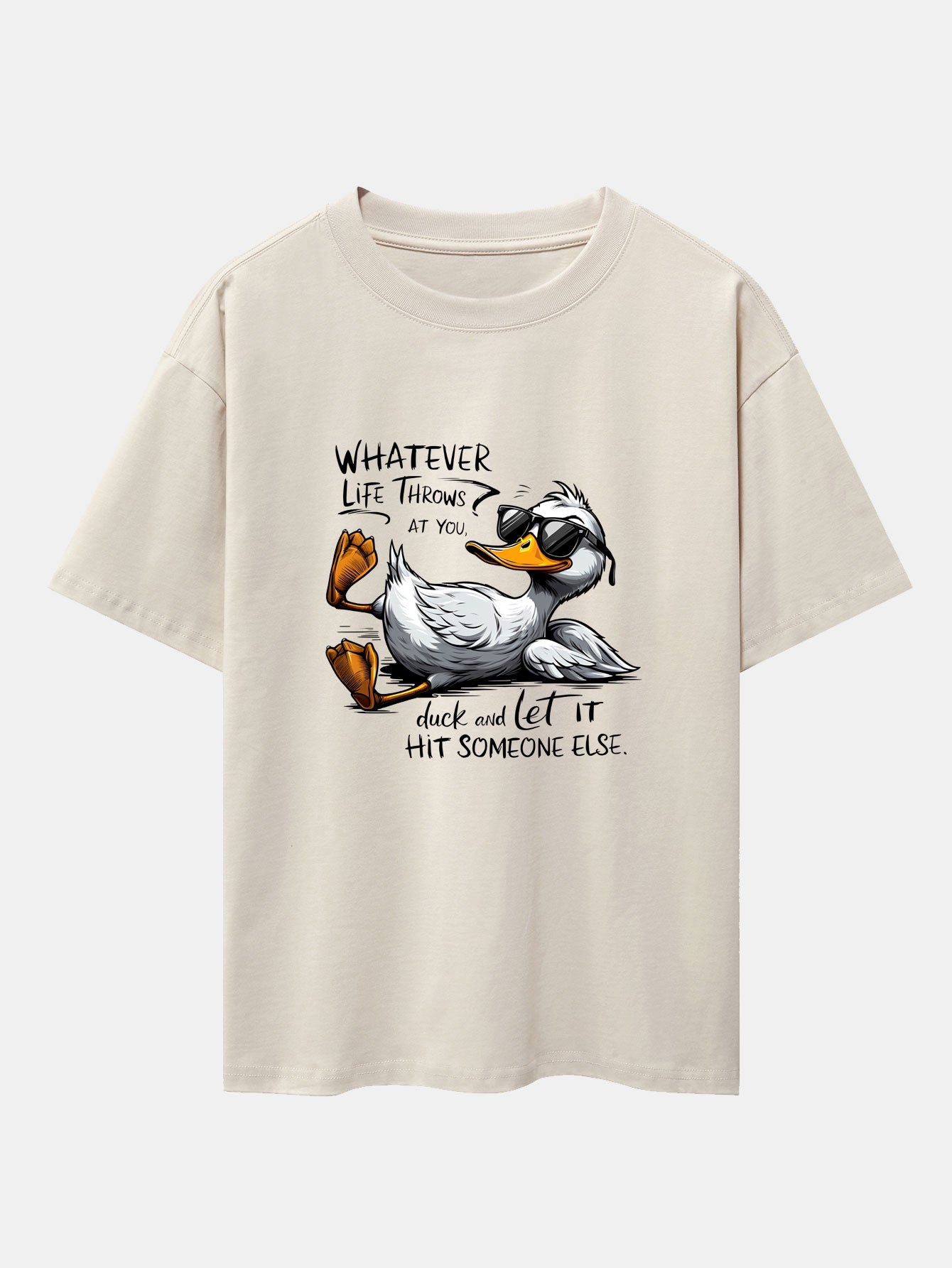 Sunglasses Goose Print Drop Shoulder Oversize T-Shirt