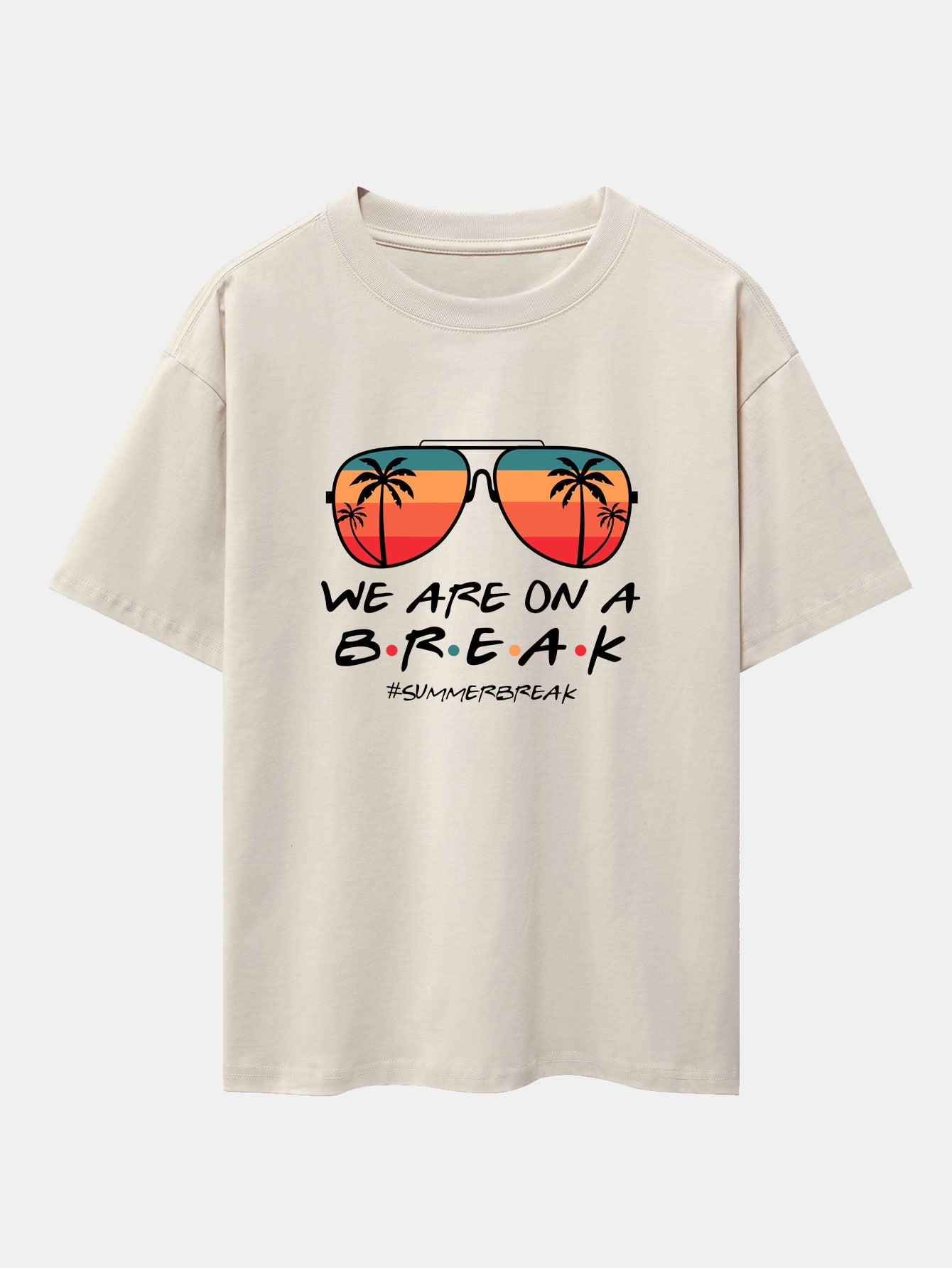 Sunglasses Palm Tree Print Drop Shoulder Oversize T-Shirt