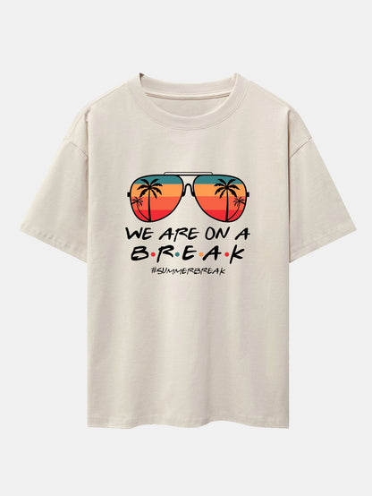 Sunglasses Palm Tree Print Drop Shoulder Oversize T-Shirt