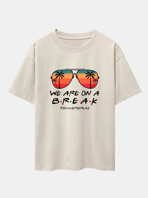 Sunglasses Palm Tree Print Drop Shoulder Oversize T-Shirt
