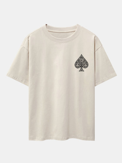 Ace Of Spades Print Drop Shoulder Oversize T-Shirt