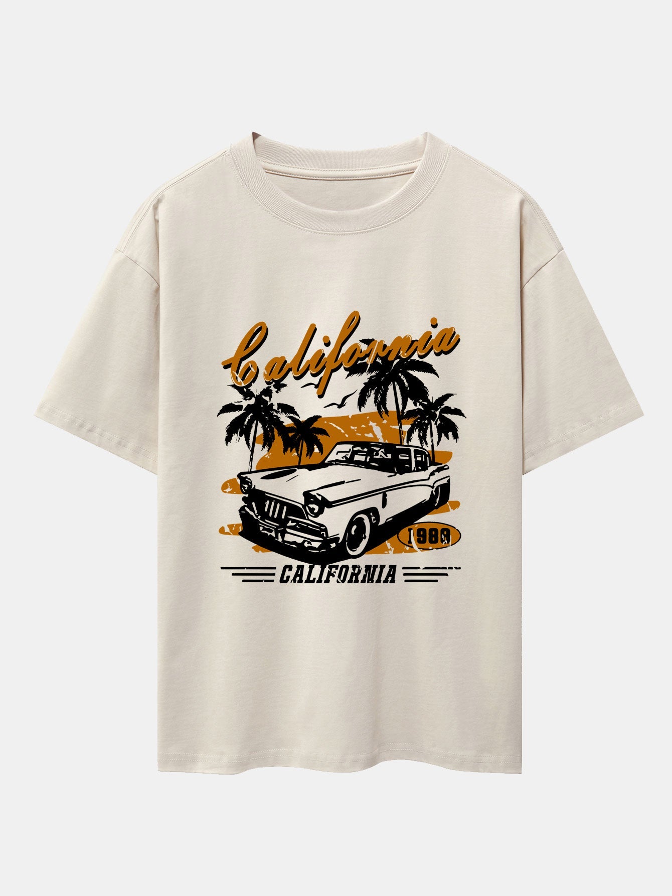 California Car Print Drop Shoulder Oversize T-Shirt