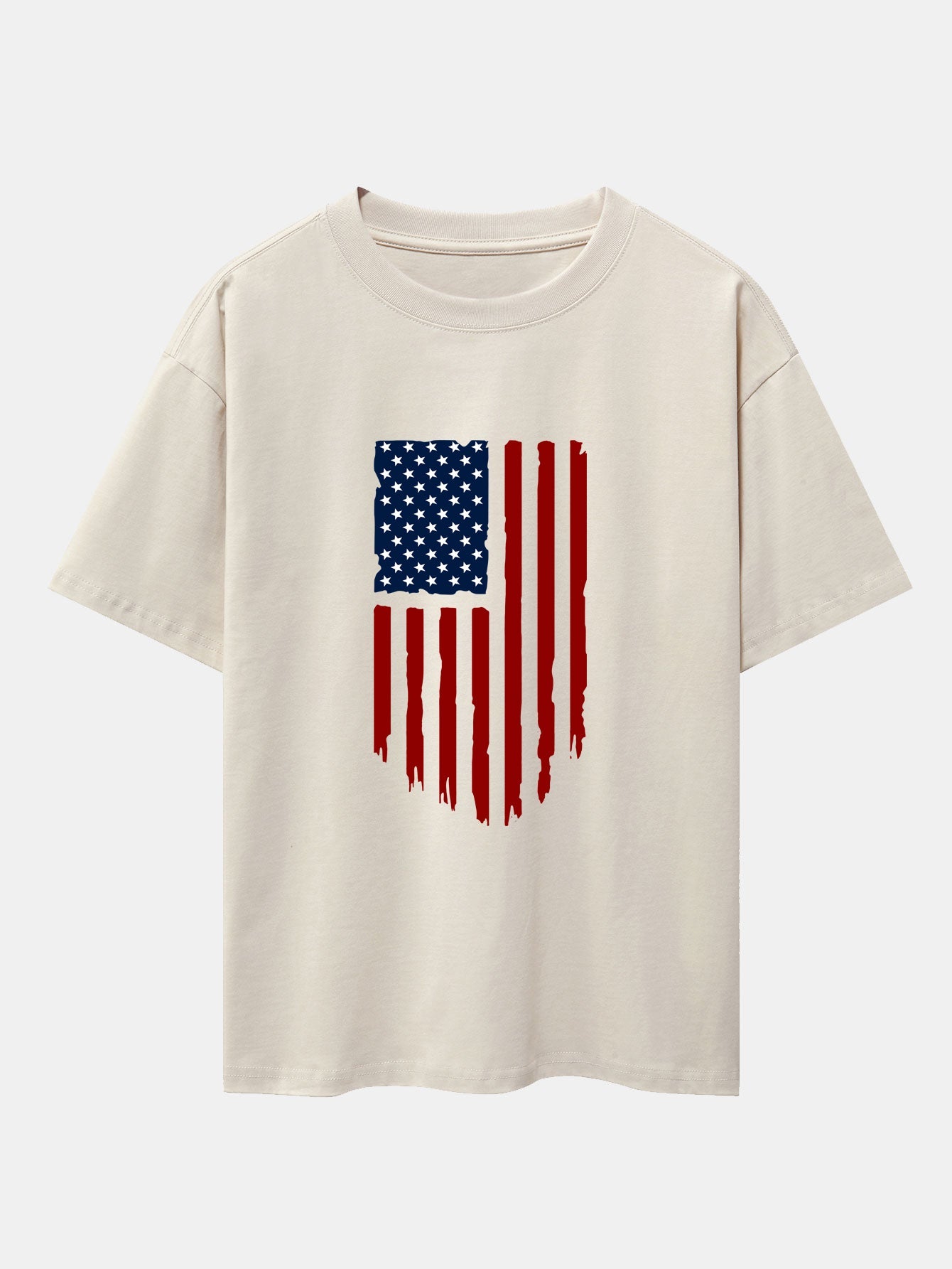 American Flag Print Drop Shoulder Oversize T-Shirt