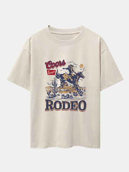 Western Cowboy Print Drop Shoulder Oversize T-Shirt