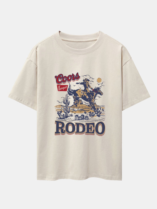 Western Cowboy Print Drop Shoulder Oversize T-Shirt