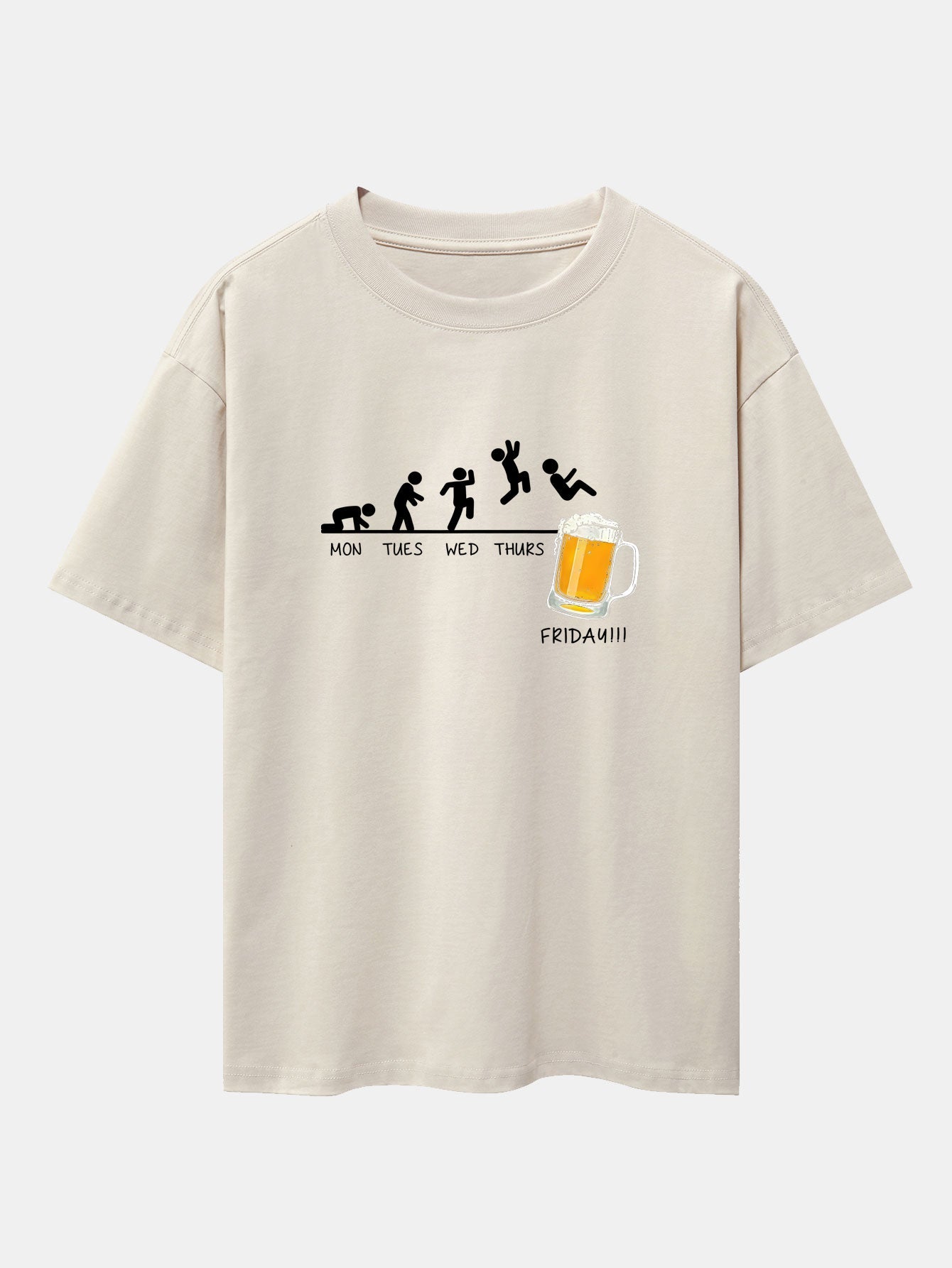 Beer Weekly Evolution Print Drop Shoulder Oversize T-Shirt