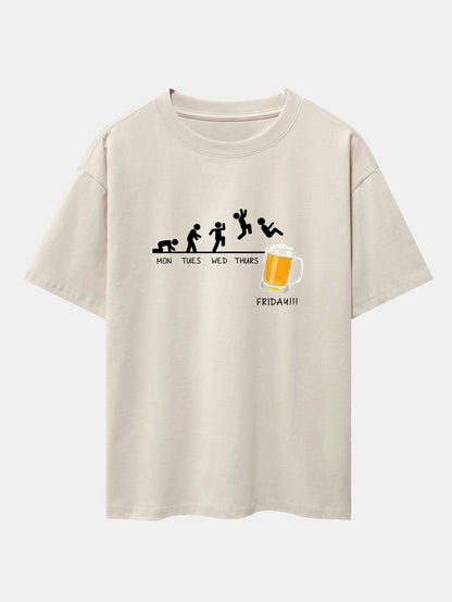 Beer Weekly Evolution Print Drop Shoulder Oversize T-Shirt