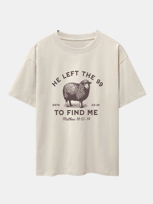 The Lost Lamb Print Drop Shoulder Oversize T-Shirt