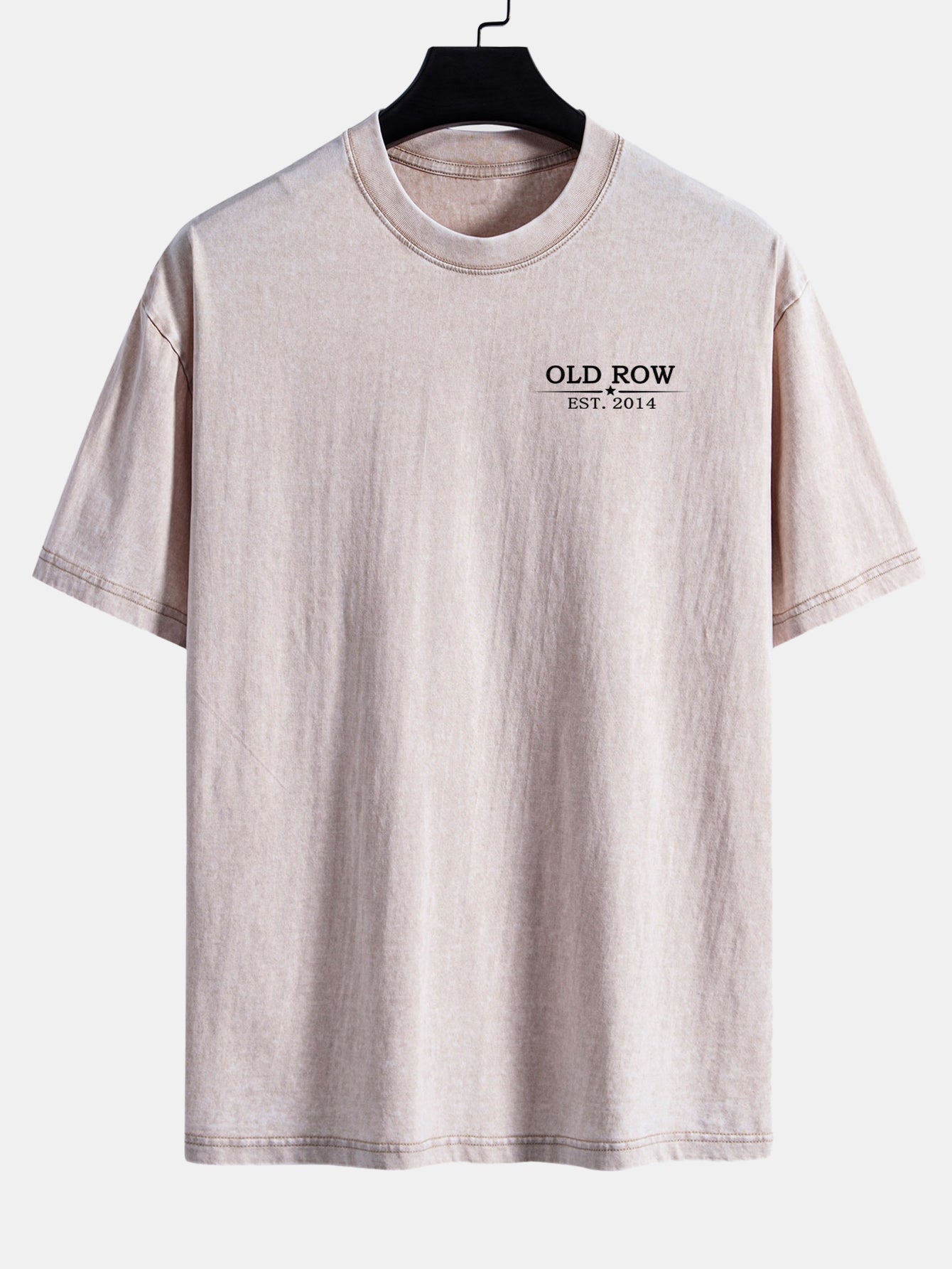 USA Old Row Beer Print Washed Distressed Drop Shoulder T-Shirt
