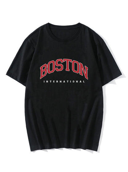 Boston Letter Print T-Shirt