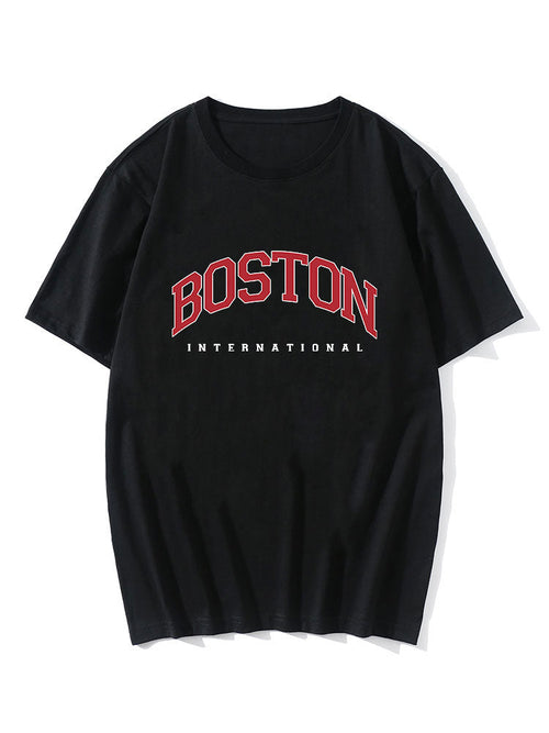 Boston Letter Print T-Shirt