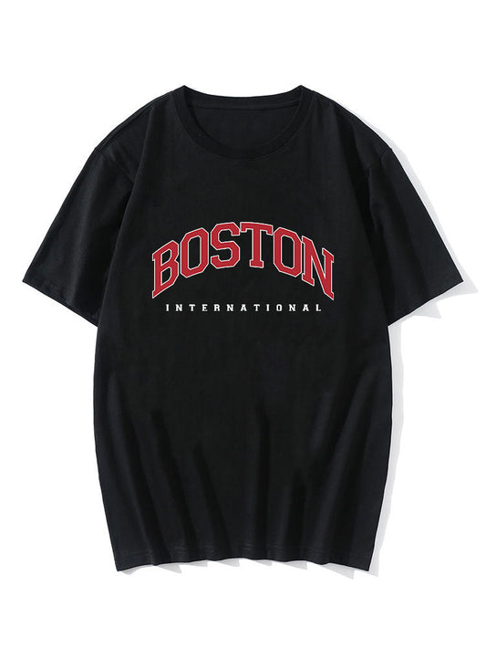 Boston Letter Print T-Shirt