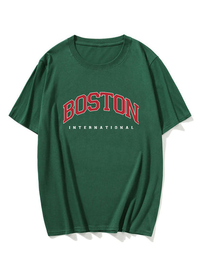 Boston Letter Print T-Shirt