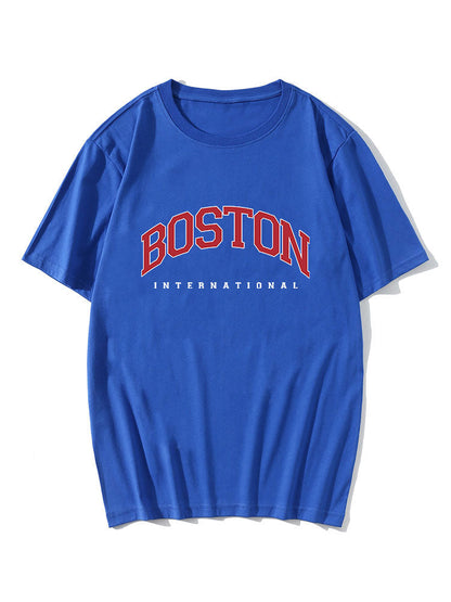 Boston Letter Print T-Shirt
