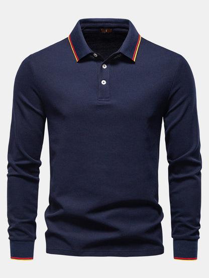 Long Sleeved Contrast Polo Shirt