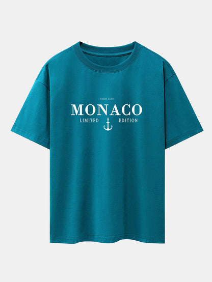 Monaco Slogan Print Drop Shoulder Oversize T-Shirt