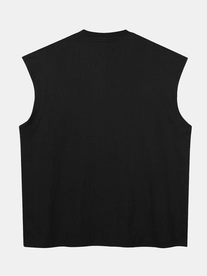 3 Pieces Relax Fit Cotton Drop Shoulder Sleeveless T-Shirts