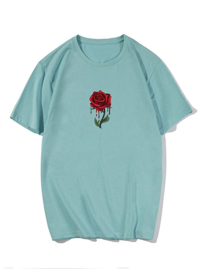 Drip Rose Print T-Shirt