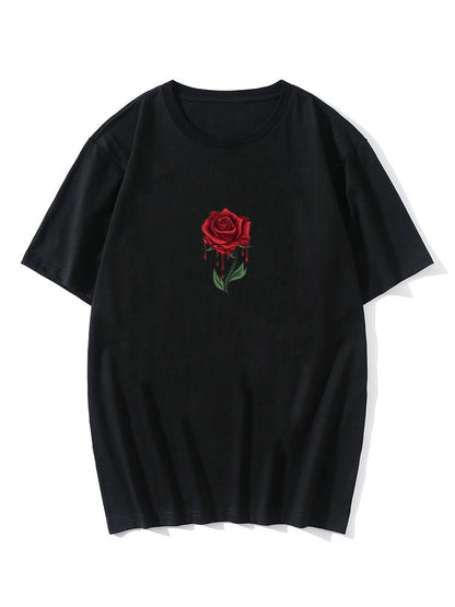 Drip Rose Print T-Shirt