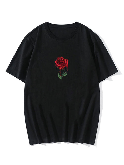 Drip Rose Print T-Shirt