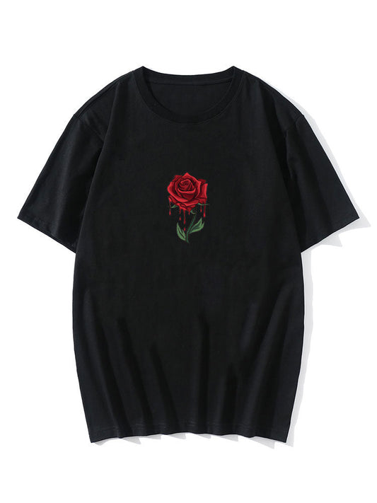 Drip Rose Print T-Shirt