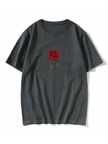 Drip Rose Print T-Shirt