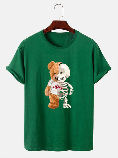 Skeleton Bear Print T-Shirt