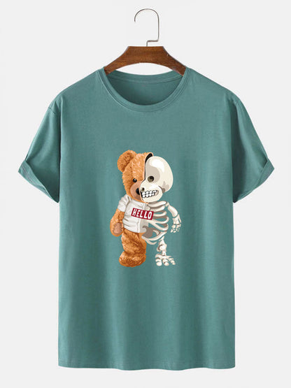 Skeleton Bear Print T-Shirt
