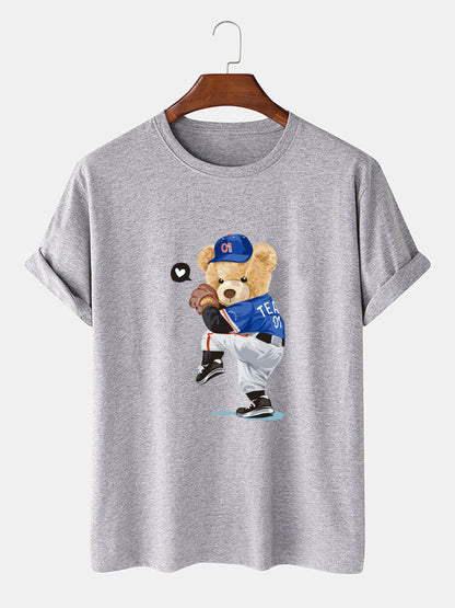 Baseball Bear Bear Print T-Shirt
