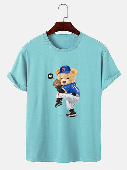 Baseball Bear Bear Print T-Shirt