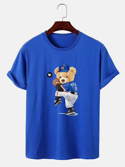 Baseball Bear Bear Print T-Shirt