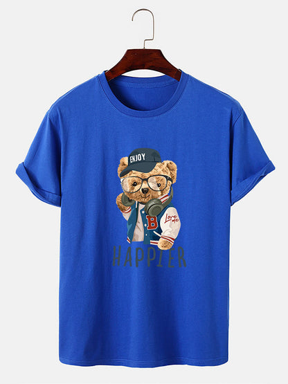 Baseball Jacket Bear Slogan Print T-Shirt